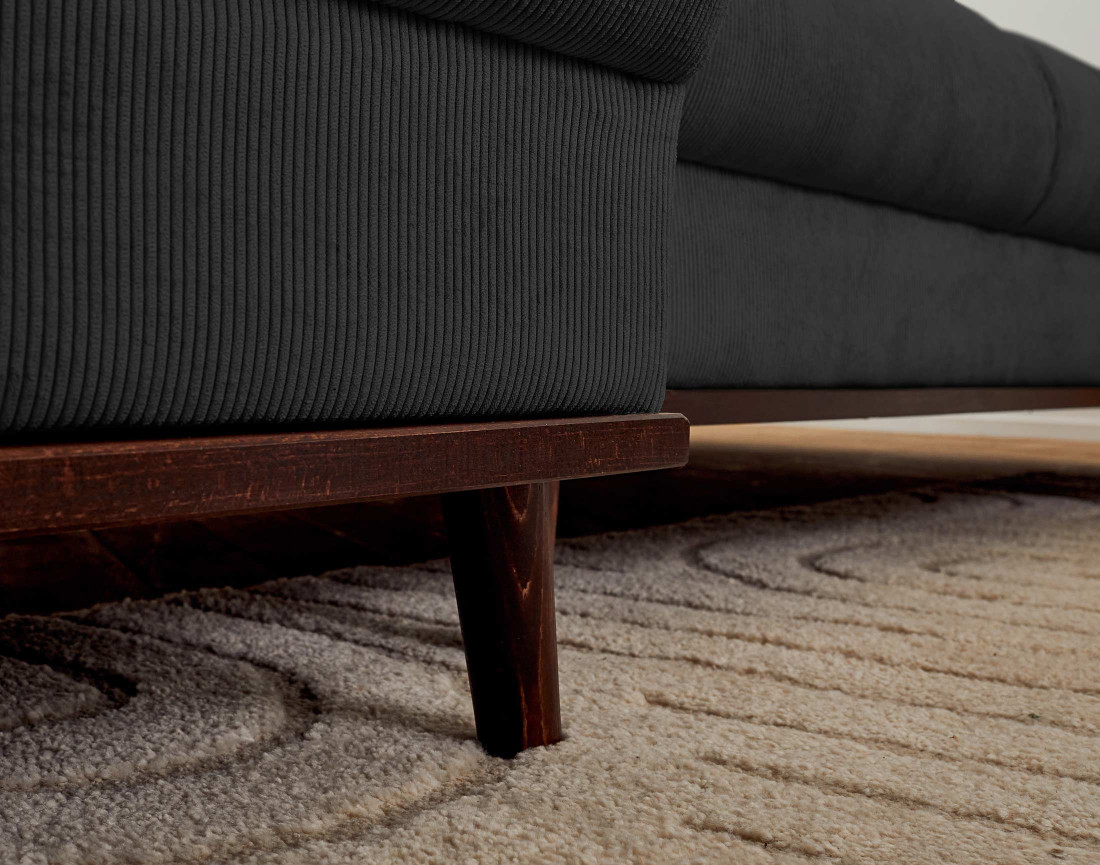 Canapé panoramique en U 7 places convertible avec coffre en velours côtelé Albane