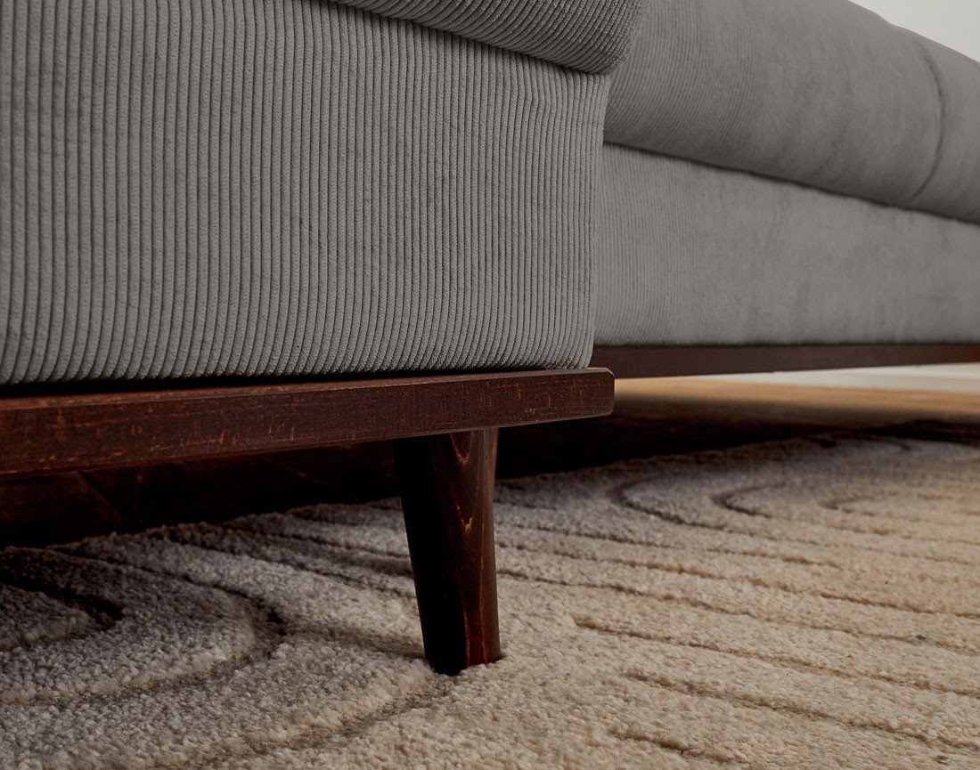 Canapé panoramique en U 7 places convertible avec coffre en velours côtelé Albane