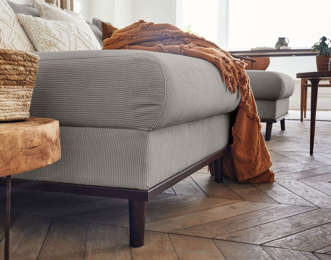 Canapé panoramique en U 7 places en velours côtelé Albane