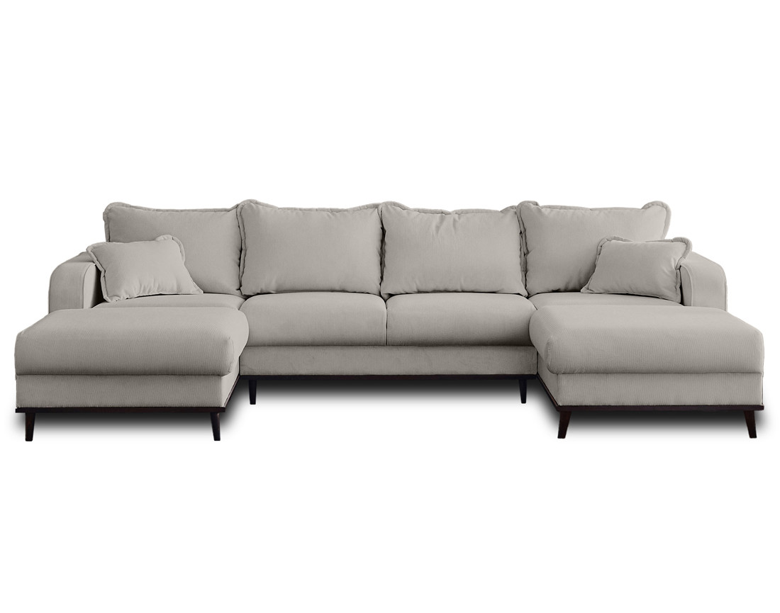 Canapé panoramique en U 7 places en velours côtelé Albane