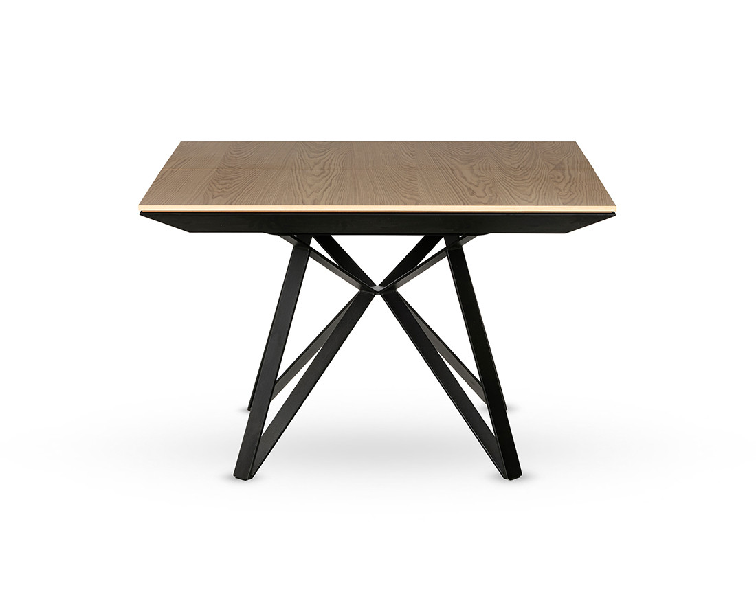 Table à manger carrée extensible bois et métal 120 à 212 cm Belize