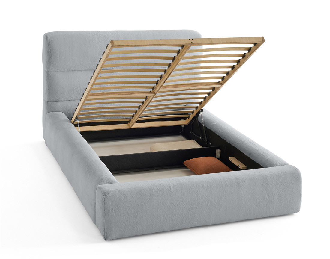 Lit coffre 140x190 cm sommier inclus en fausse fourrure Sunset