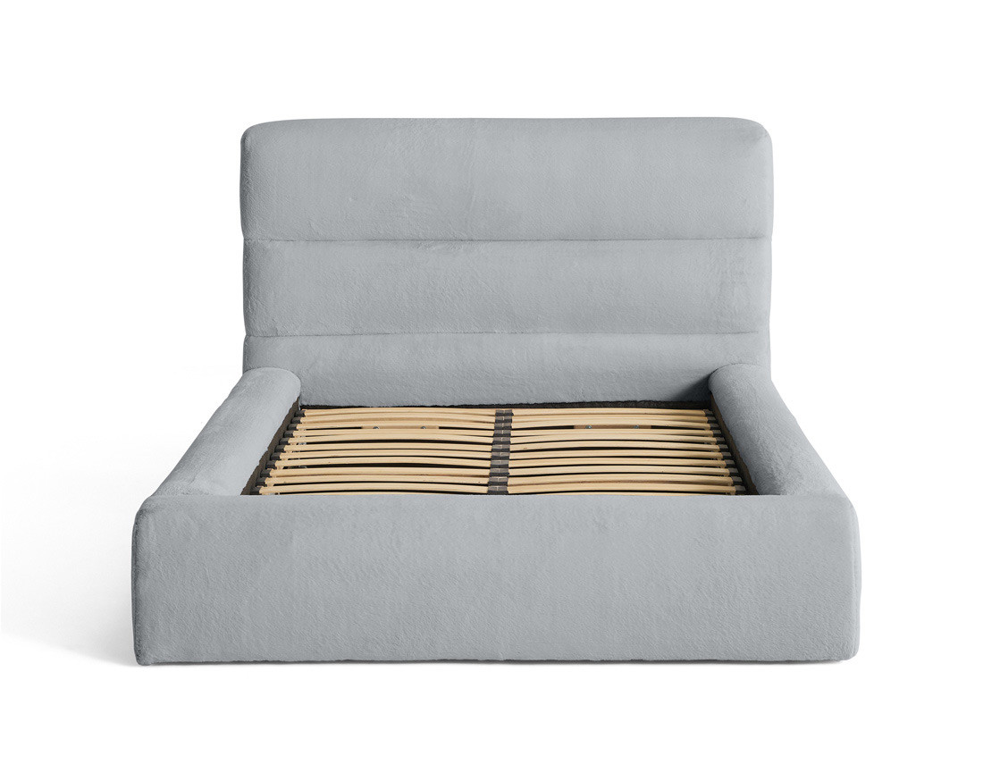 Lit coffre 140x190 cm sommier inclus en fausse fourrure Sunset