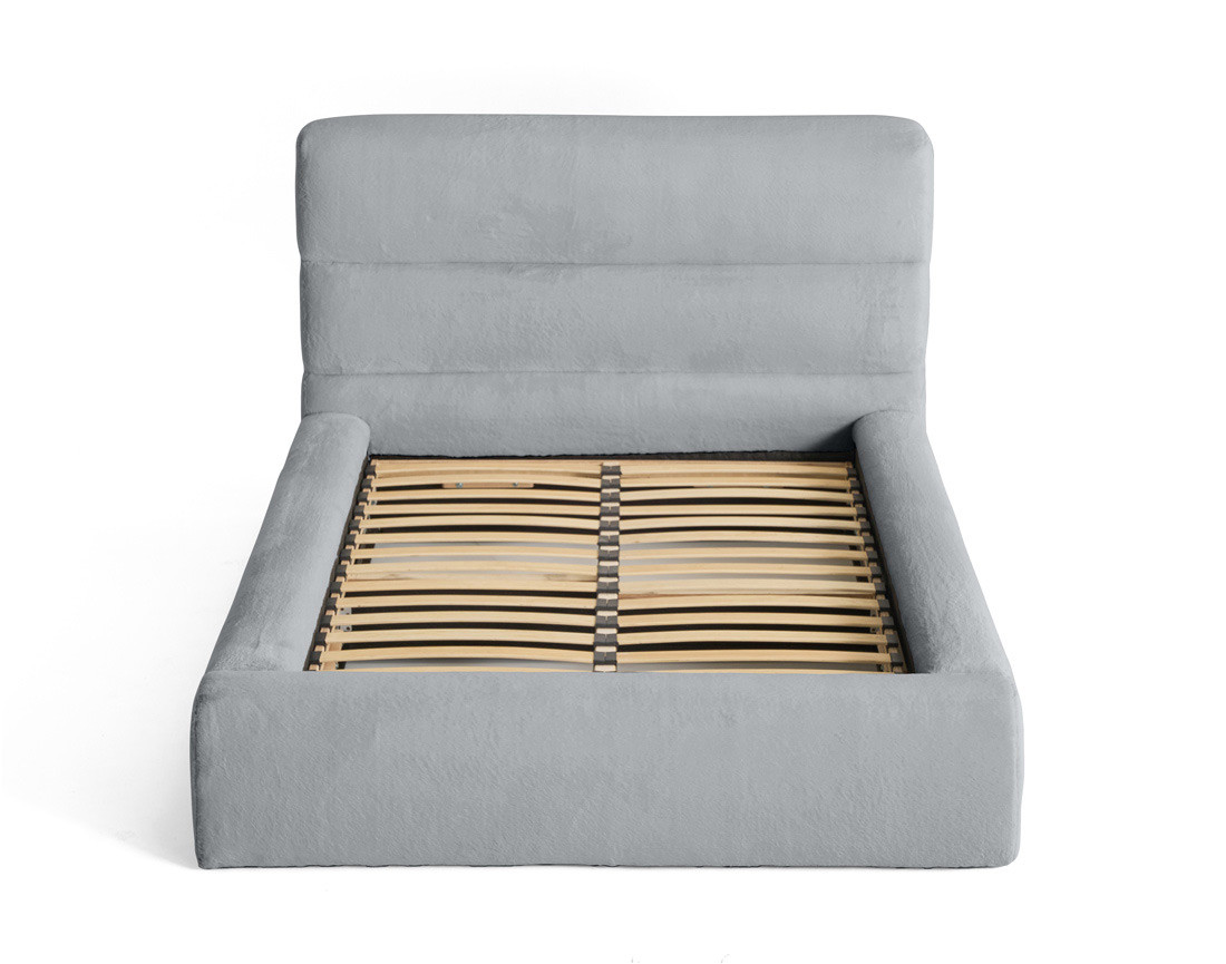 Lit coffre 140x190 cm sommier inclus en fausse fourrure Sunset