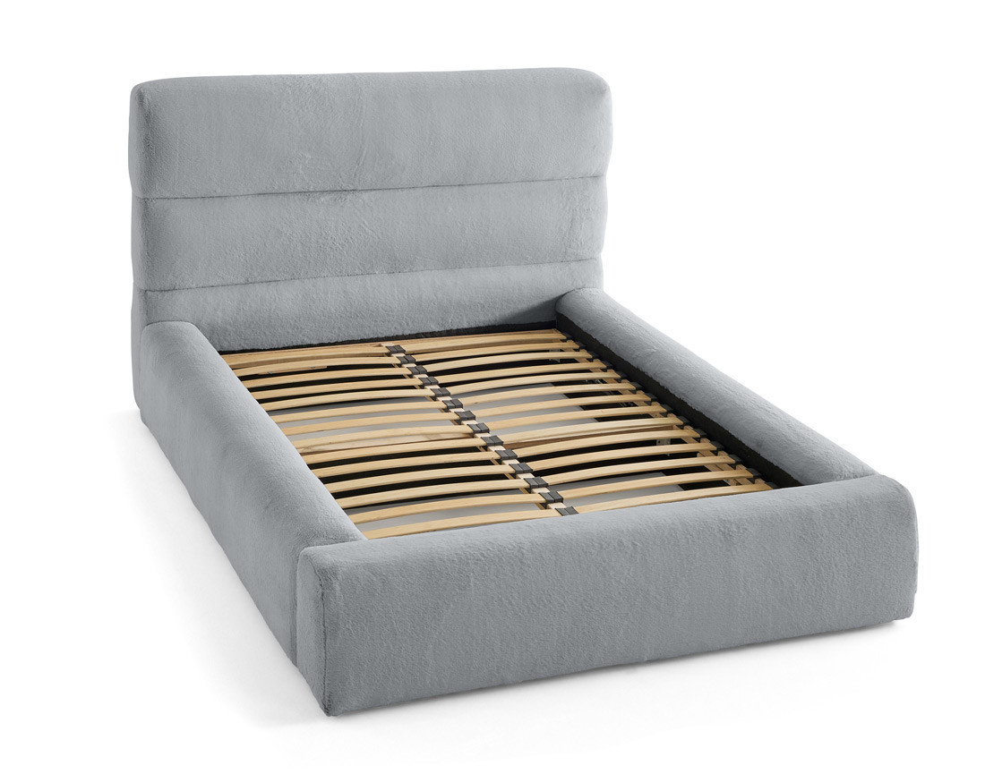 Lit coffre 140x190 cm sommier inclus en fausse fourrure Sunset