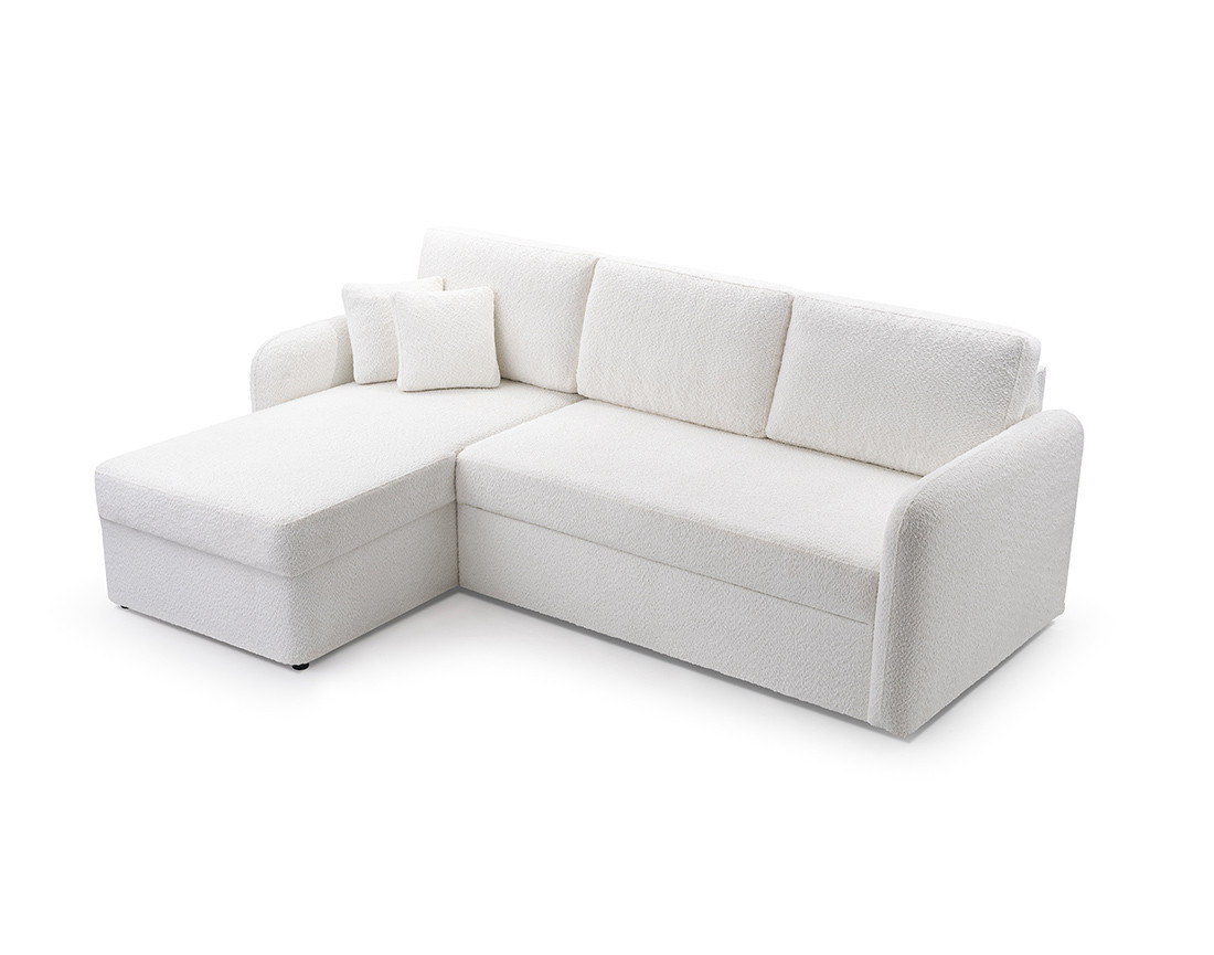 Canapé d'angle 4 places convertible en tissu bouclette Pocatello