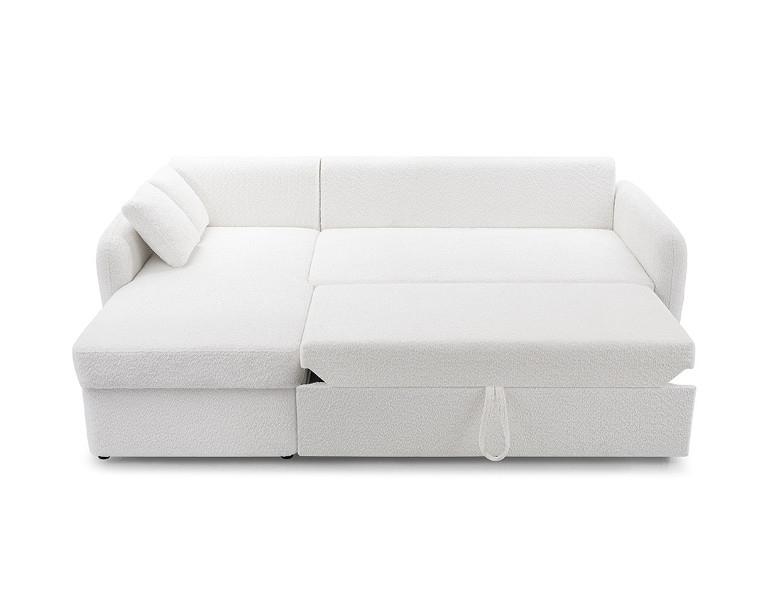 Canapé d'angle 4 places convertible en tissu bouclette Pocatello