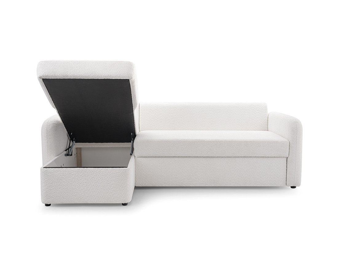 Canapé d'angle 4 places convertible en tissu bouclette Pocatello