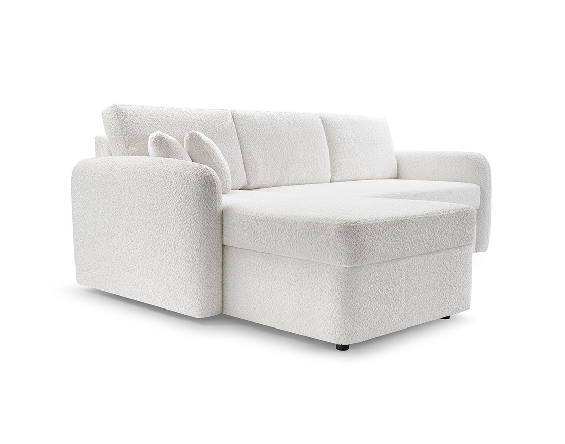 Canapé d'angle 4 places convertible en tissu bouclette Pocatello