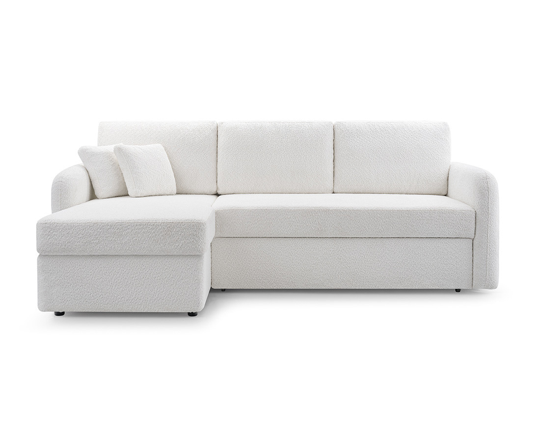 Canapé d'angle 4 places convertible en tissu bouclette Pocatello