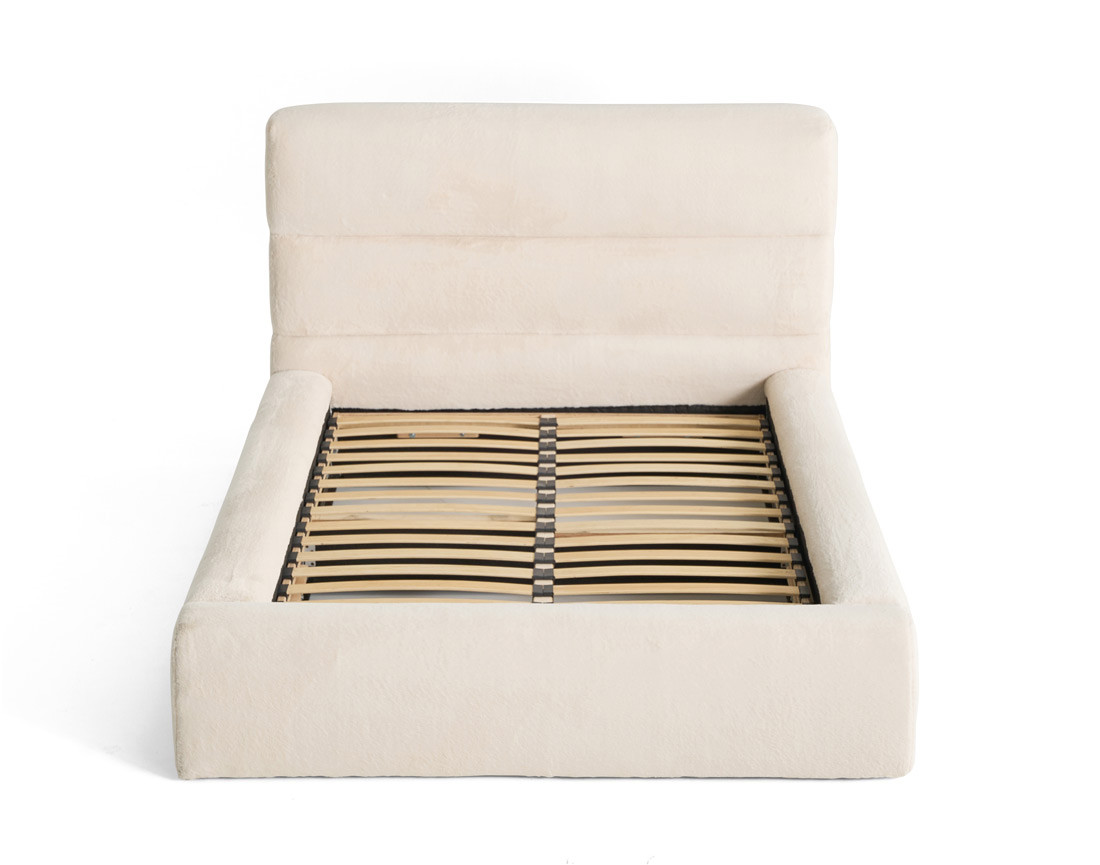 Lit coffre 160x200 cm sommier inclus en fausse fourrure Sunset