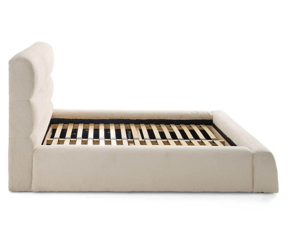 Lit coffre 160x200 cm sommier inclus en fausse fourrure Sunset