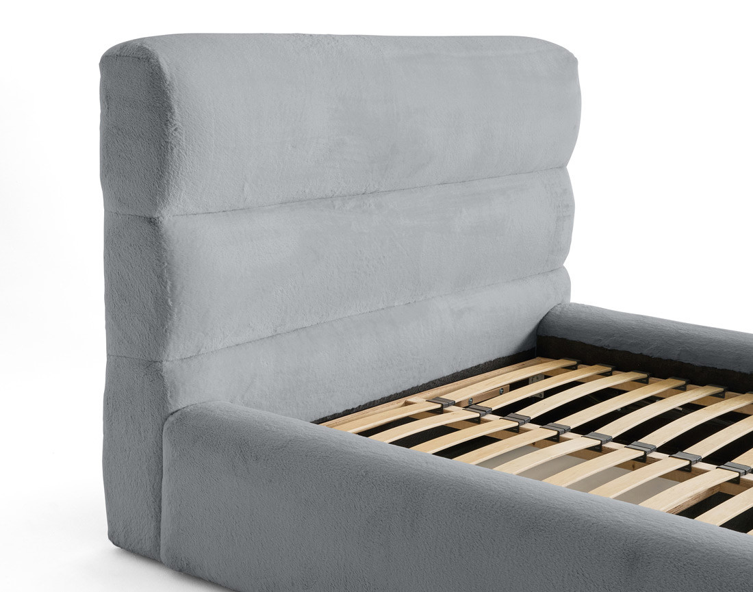 Lit coffre 160x200 cm sommier inclus en fausse fourrure Sunset