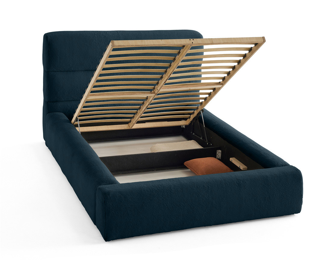 Lit coffre 160x200 cm sommier inclus en fausse fourrure Sunset