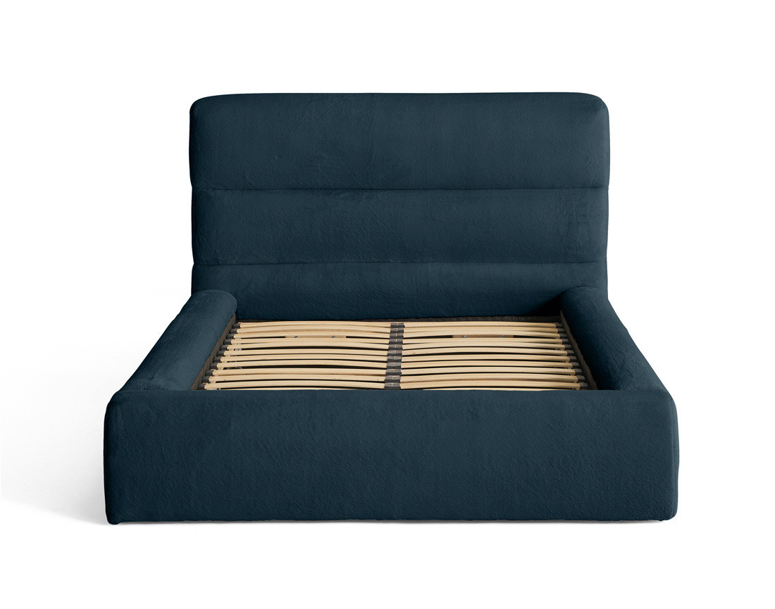 Lit coffre 160x200 cm sommier inclus en fausse fourrure Sunset