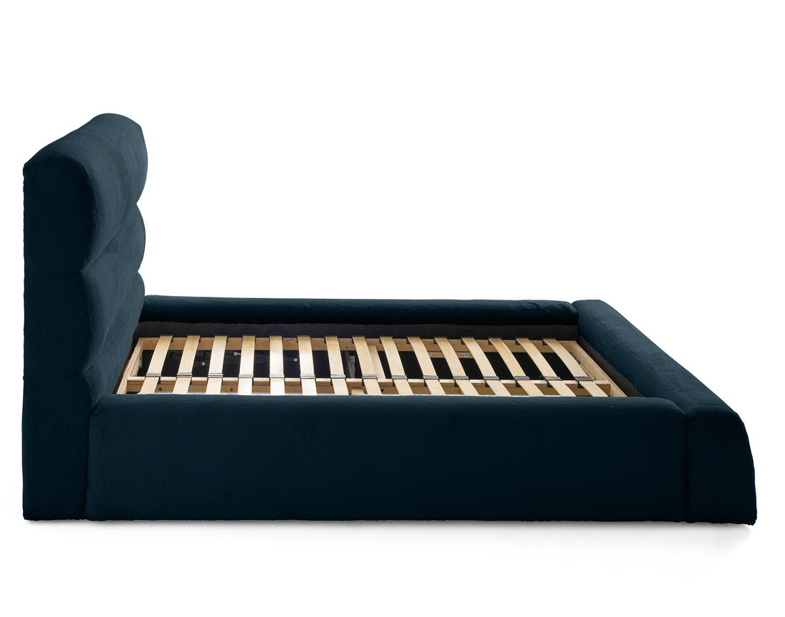 Lit coffre 160x200 cm sommier inclus en fausse fourrure Sunset