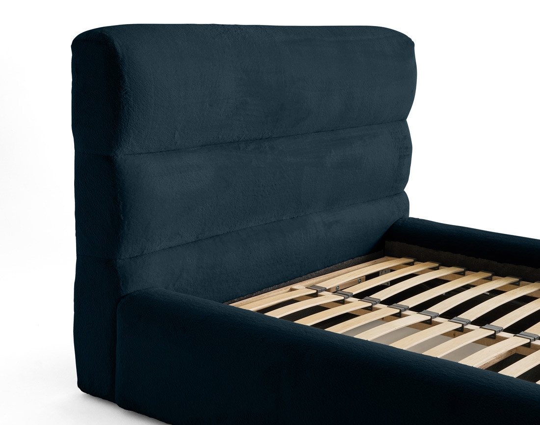 Lit coffre 160x200 cm sommier inclus en fausse fourrure Sunset