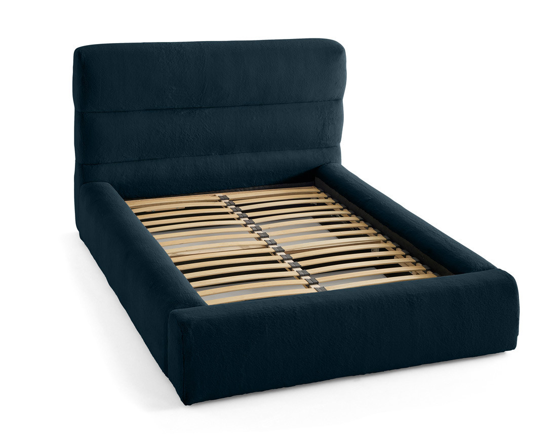 Lit coffre 160x200 cm sommier inclus en fausse fourrure Sunset