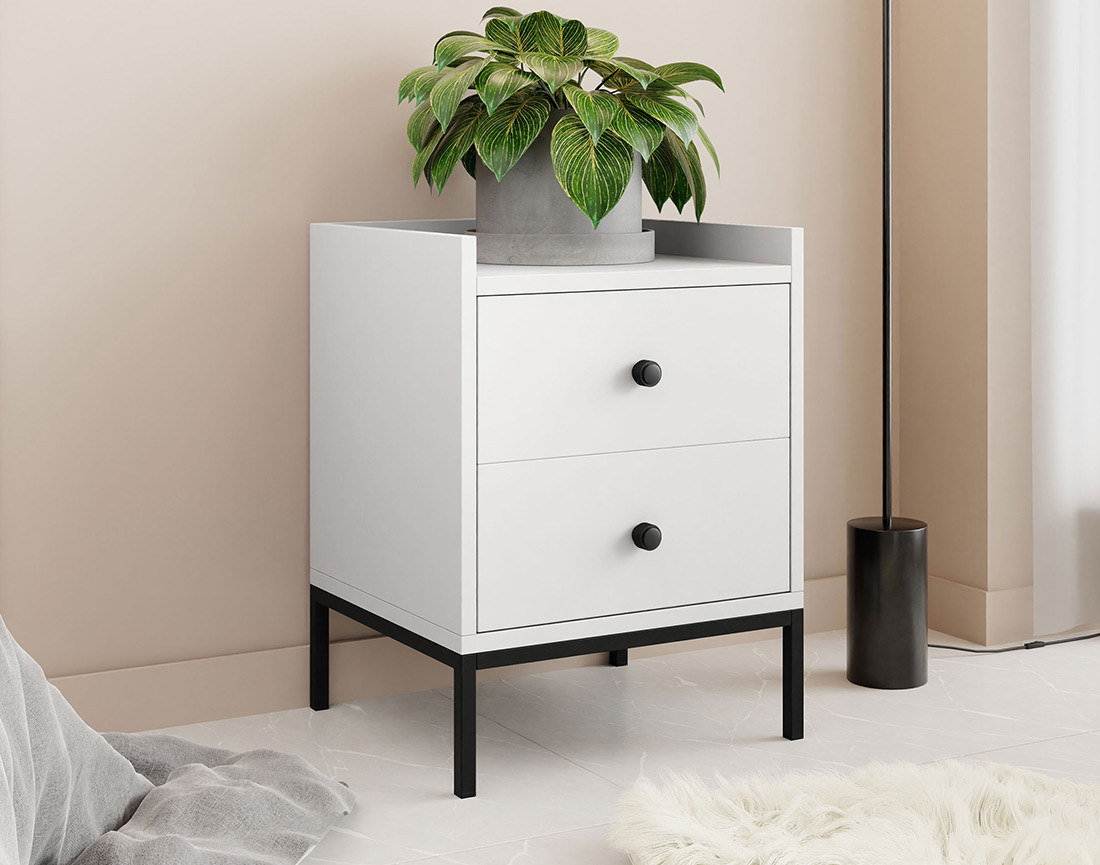 Table de chevet blanc 40 cm Filipo
