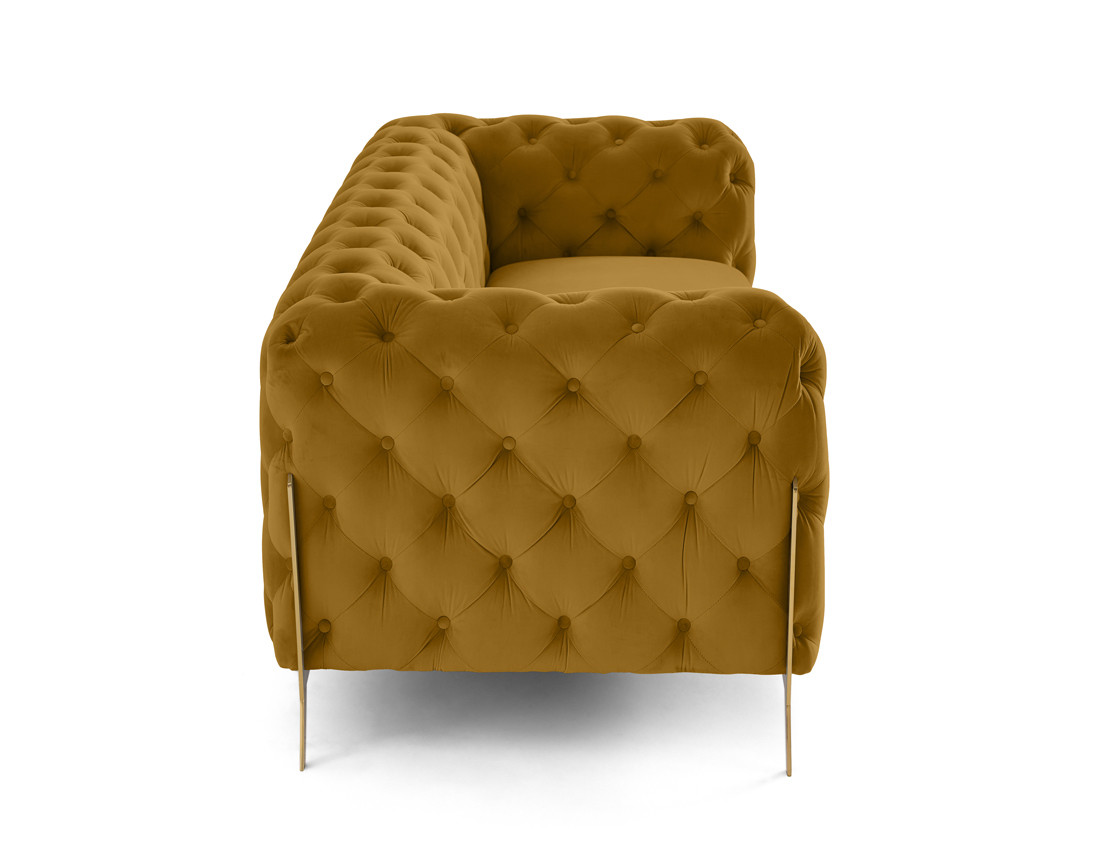 Canapé 3 places chesterfield en velours pieds en métal doré Camden