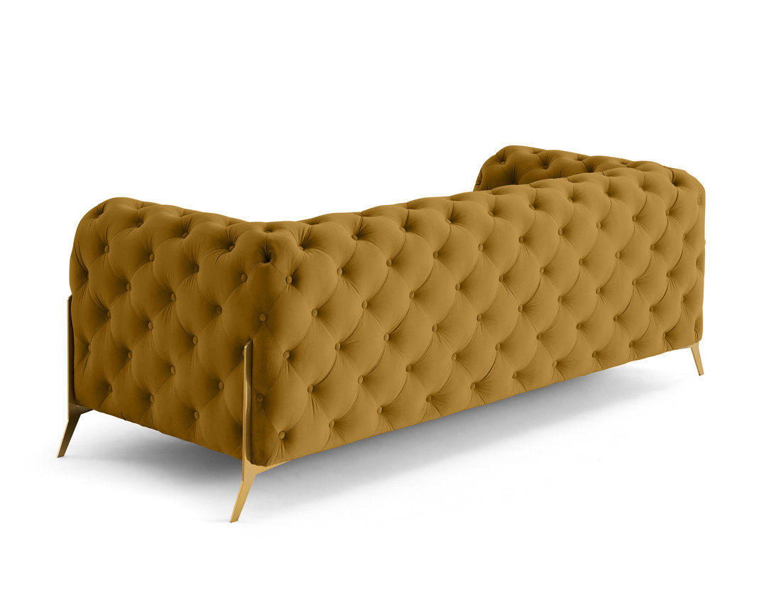 Canapé 3 places chesterfield en velours pieds en métal doré Camden