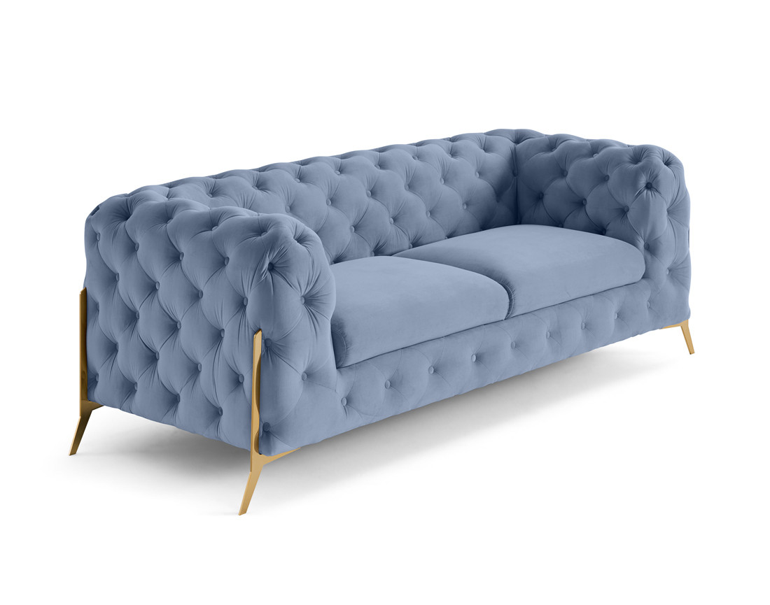 Canapé 3 places chesterfield en velours pieds en métal doré Camden