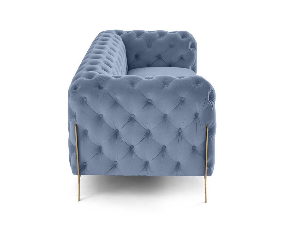 Canapé 3 places chesterfield en velours pieds en métal doré Camden