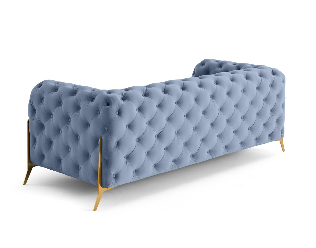 Canapé 3 places chesterfield en velours pieds en métal doré Camden