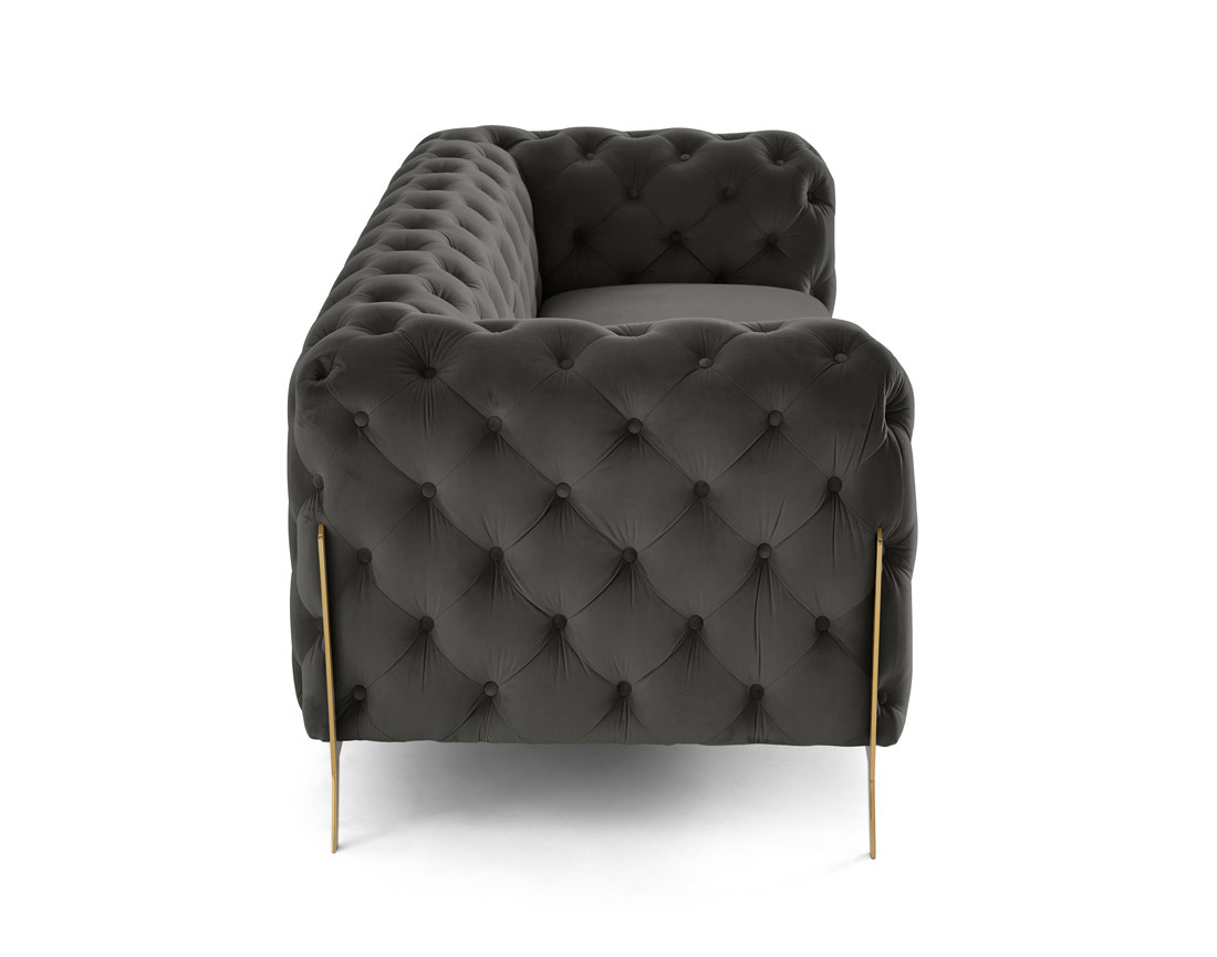 Canapé 3 places chesterfield en velours pieds en métal doré Camden