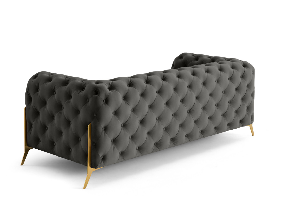 Canapé 3 places chesterfield en velours pieds en métal doré Camden