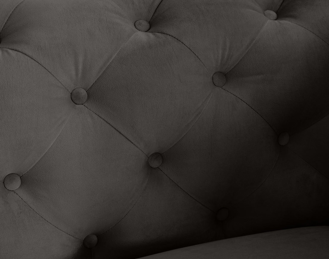 Canapé 3 places chesterfield en velours pieds en métal doré Camden