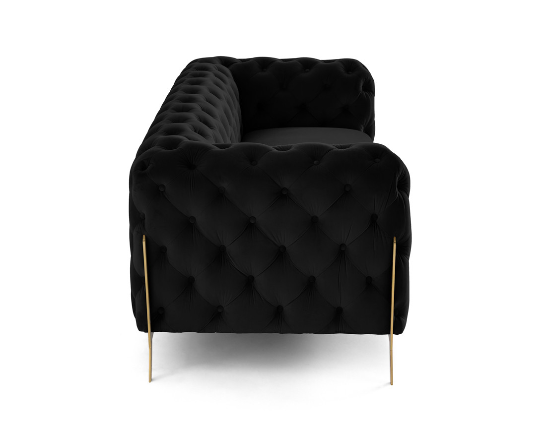 Canapé 3 places chesterfield en velours pieds en métal doré Camden