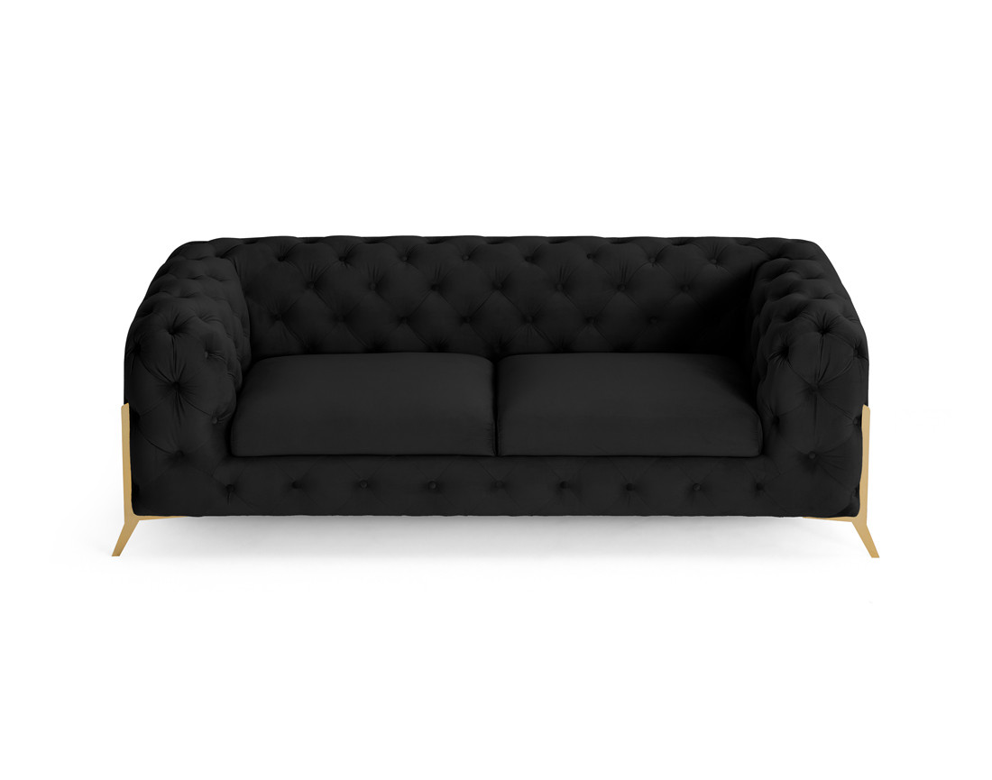 Canapé 3 places chesterfield en velours pieds en métal doré Camden