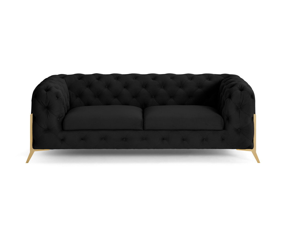 Canapé 3 places chesterfield en velours pieds en métal doré Camden