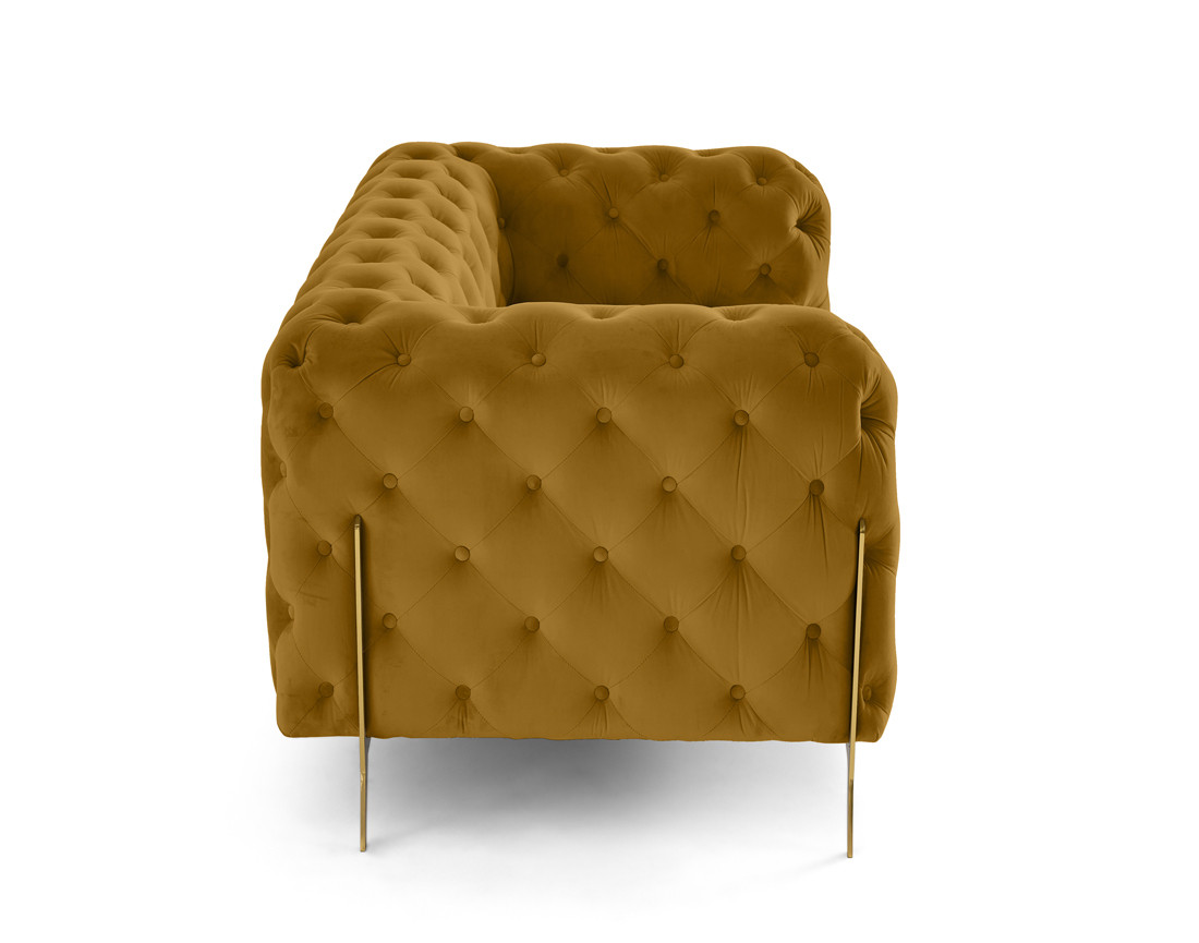 Canapé 2 places chesterfield en velours pieds en métal doré Camden