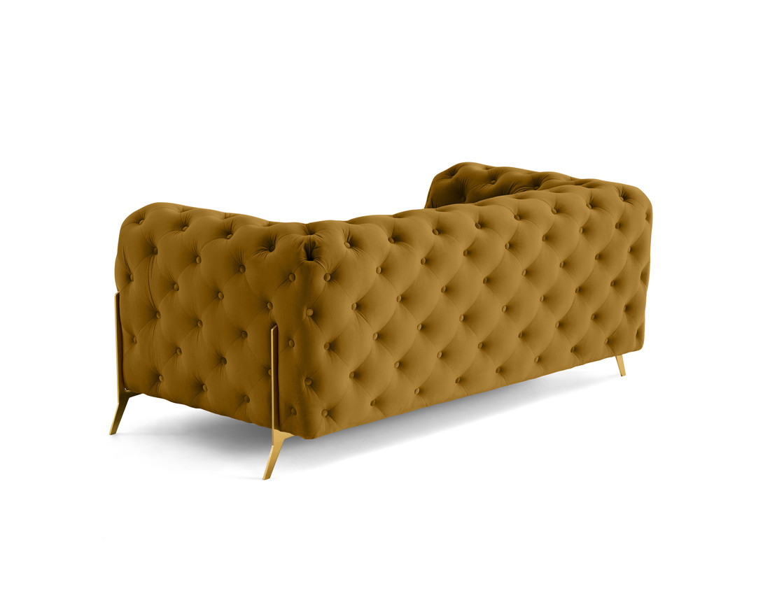 Canapé 2 places chesterfield en velours pieds en métal doré Camden