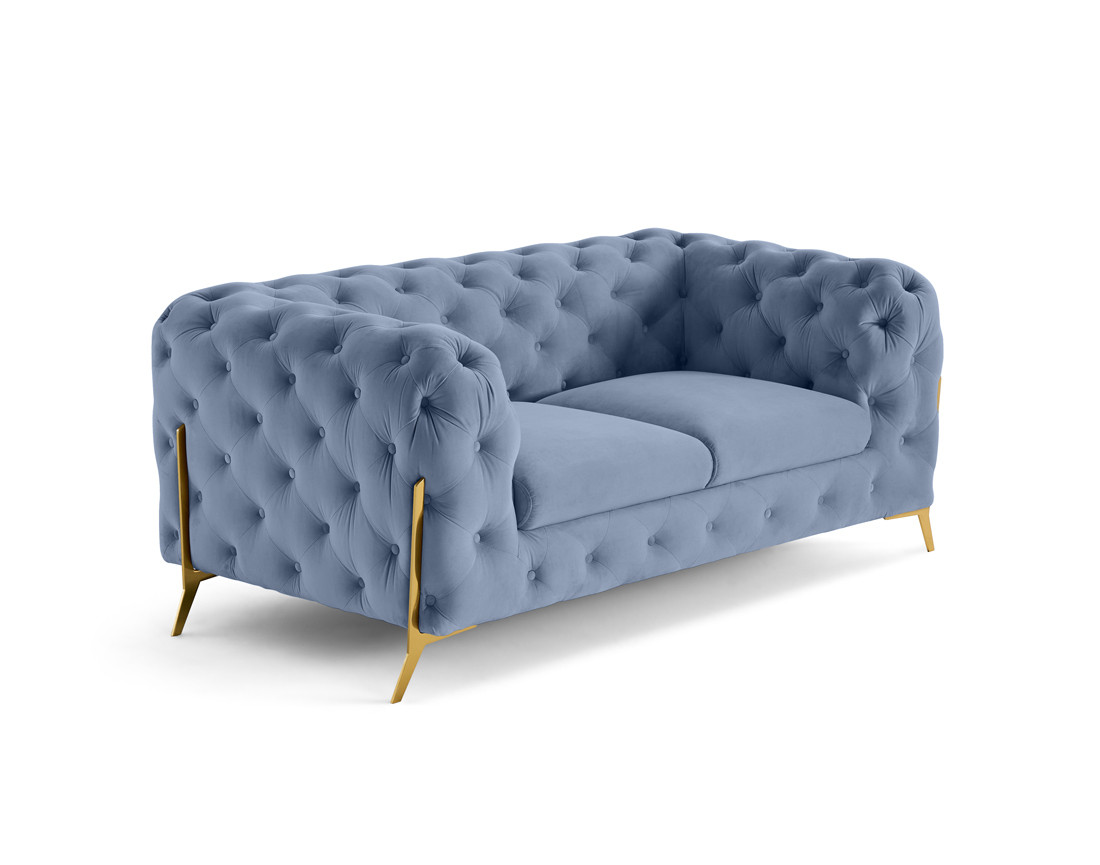Canapé 2 places chesterfield en velours pieds en métal doré Camden