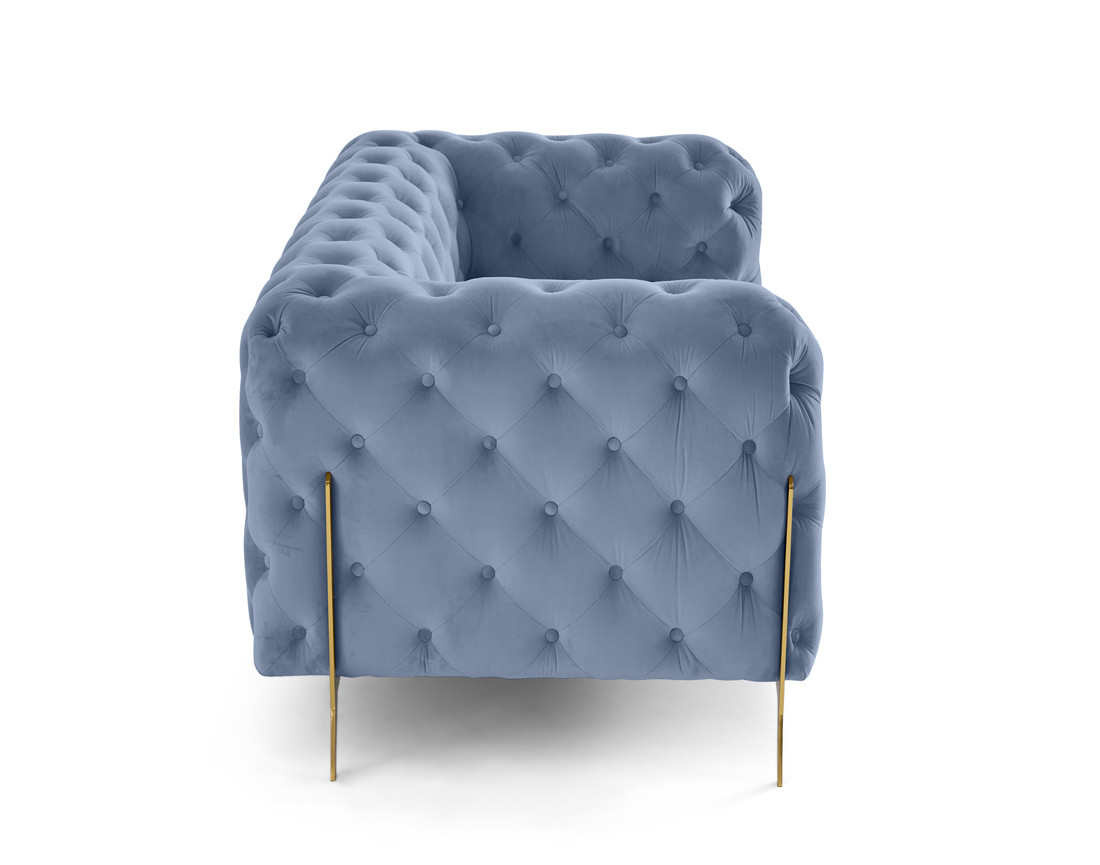 Canapé 2 places chesterfield en velours pieds en métal doré Camden