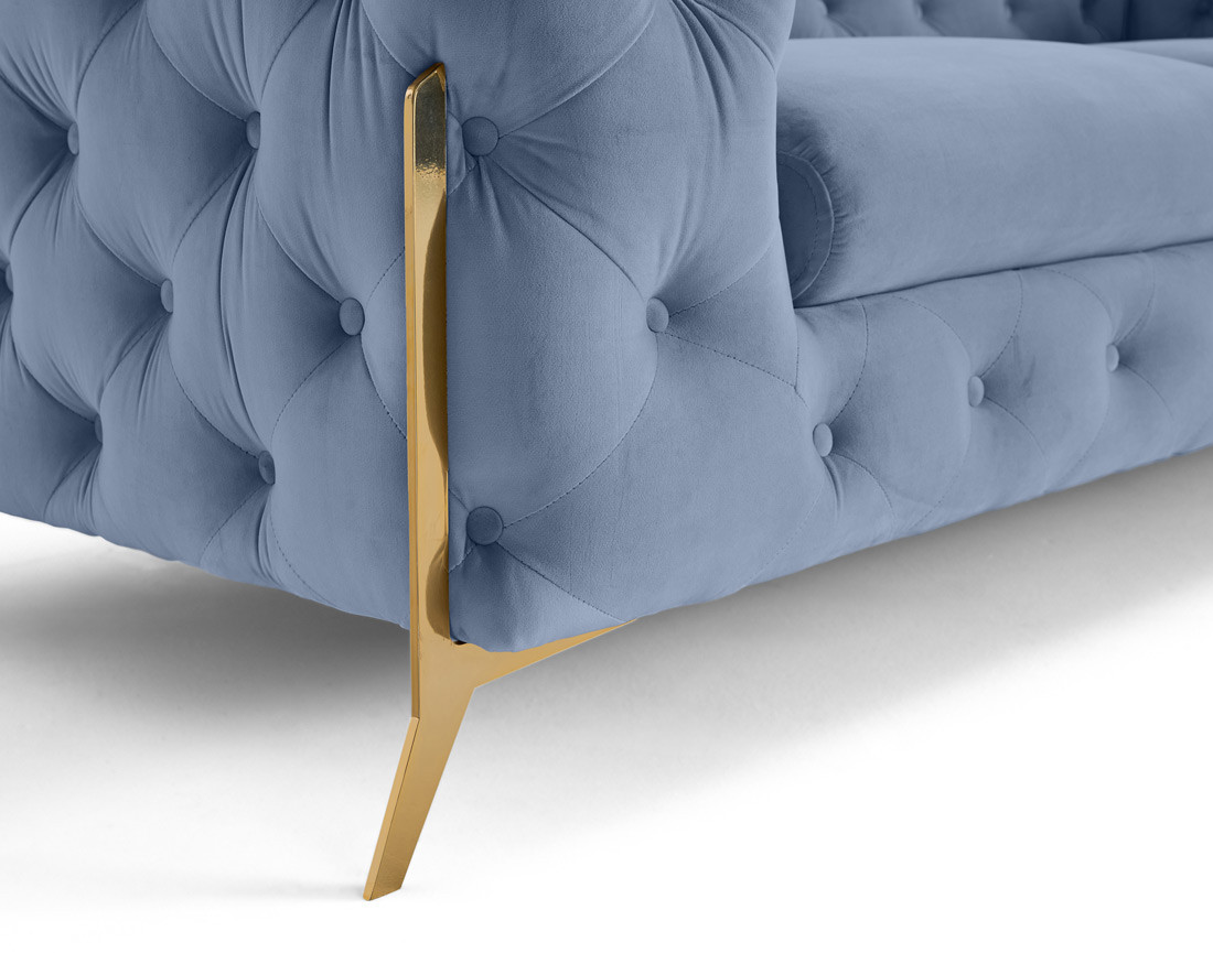 Canapé 2 places chesterfield en velours pieds en métal doré Camden