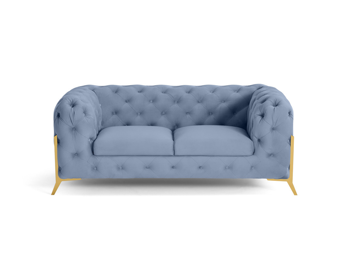 Canapé 2 places chesterfield en velours pieds en métal doré Camden