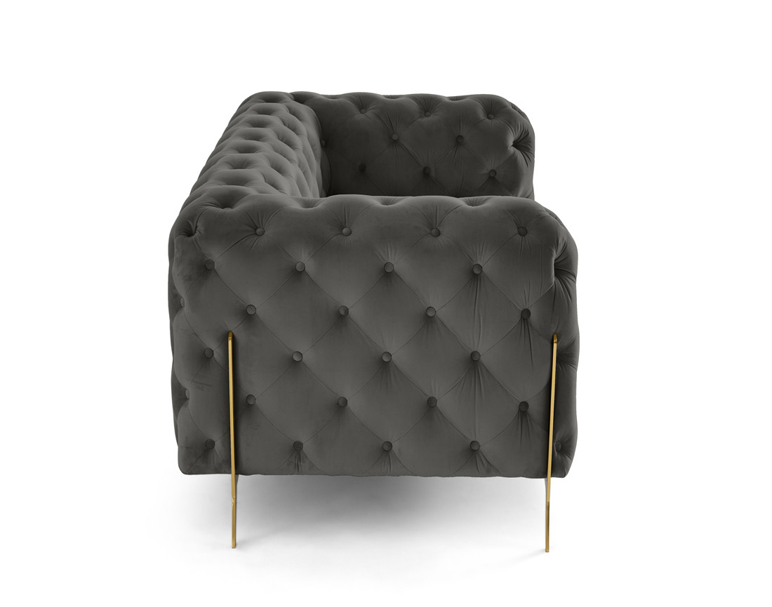 Canapé 2 places chesterfield en velours pieds en métal doré Camden