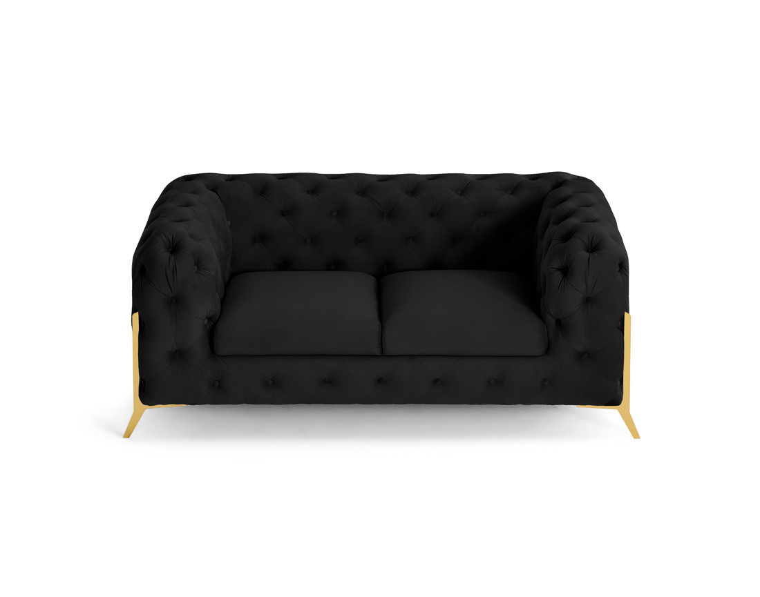 Canapé 2 places chesterfield en velours pieds en métal doré Camden