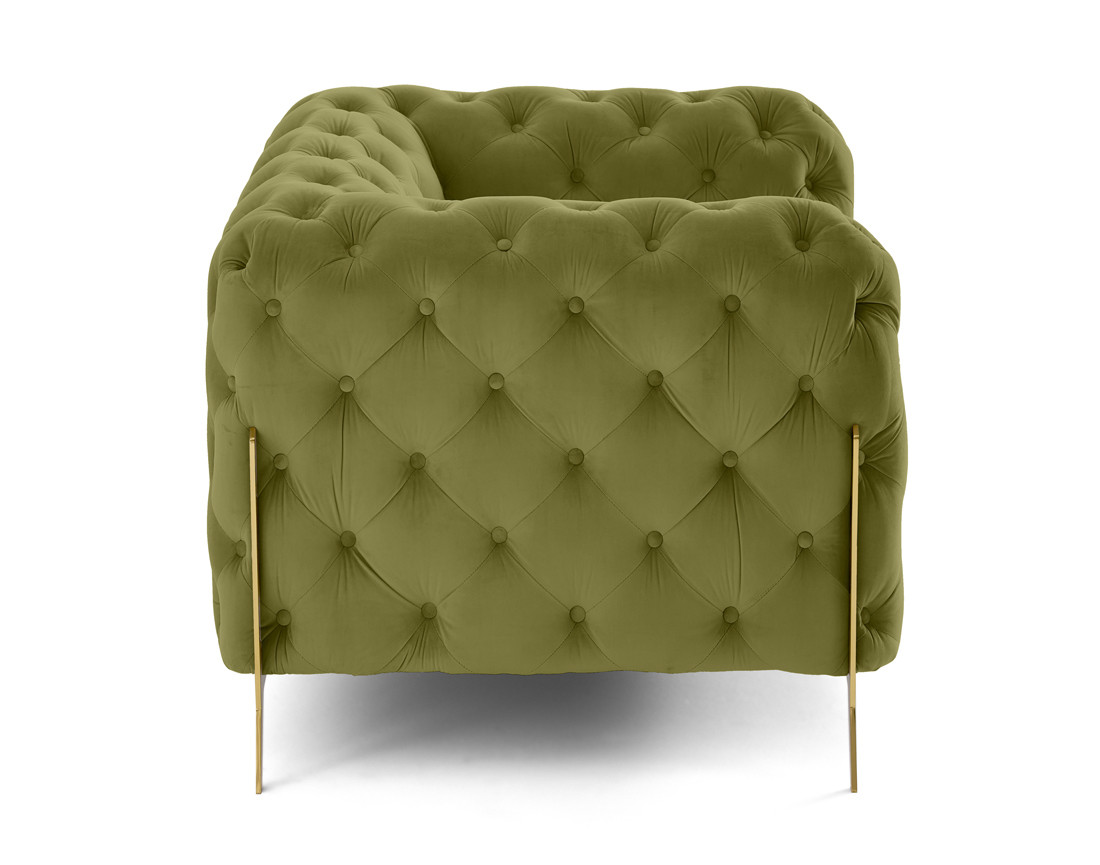 Fauteuil chesterfield en velours pieds en métal doré Camden