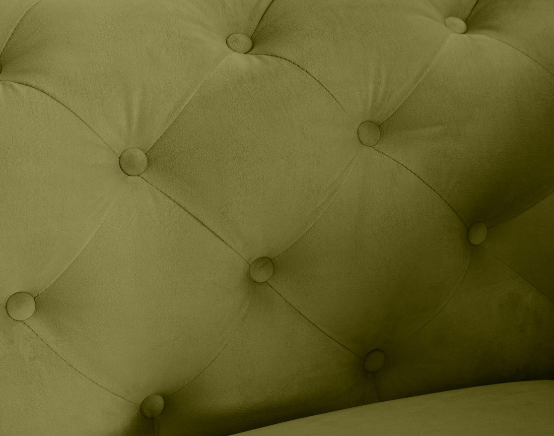 Fauteuil chesterfield en velours pieds en métal doré Camden