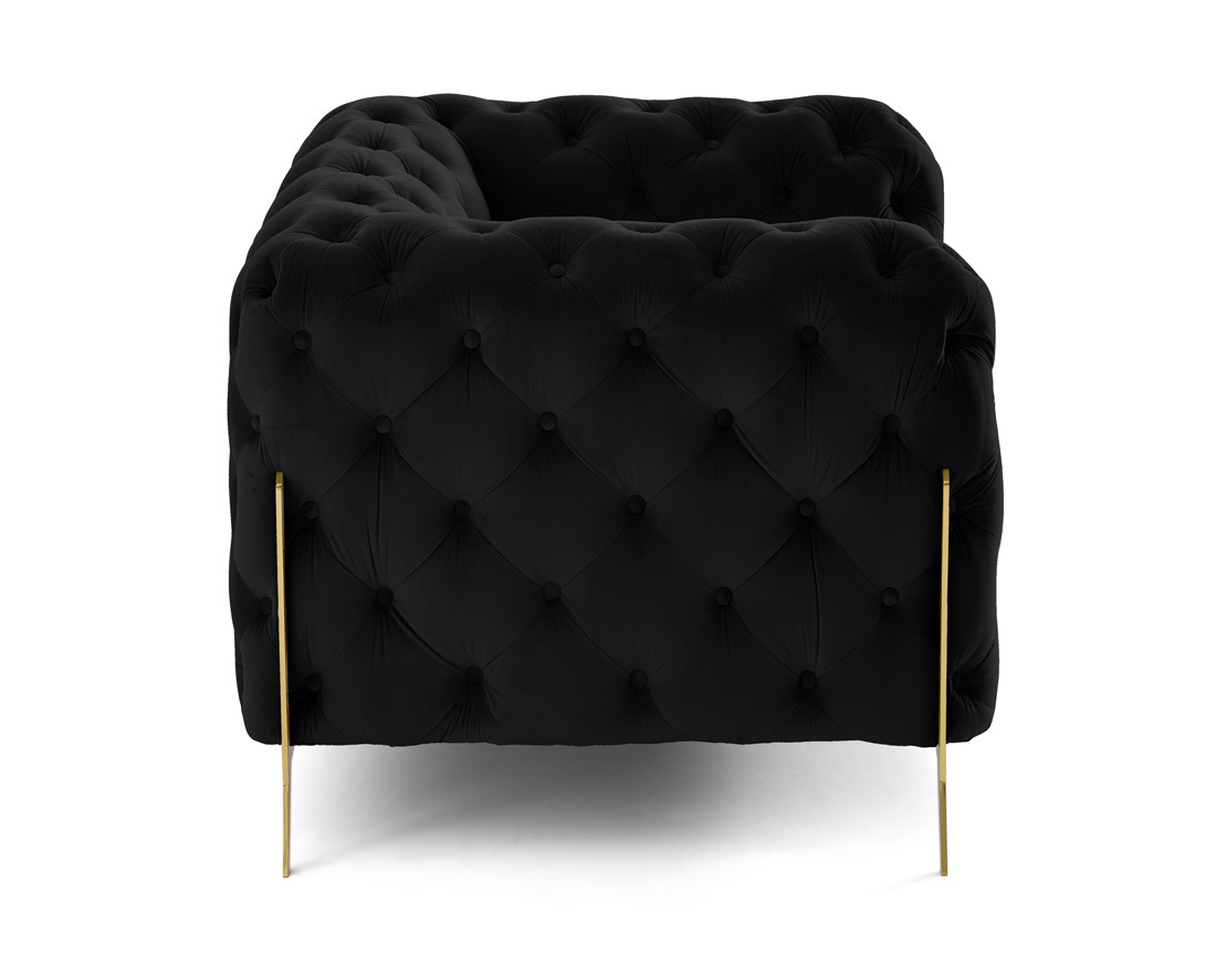 Fauteuil chesterfield en velours pieds en métal doré Camden