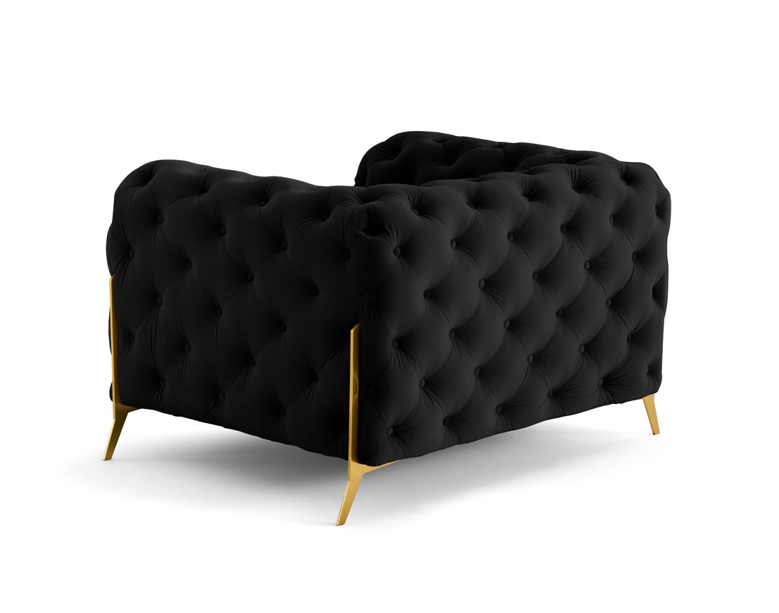 Fauteuil chesterfield en velours pieds en métal doré Camden