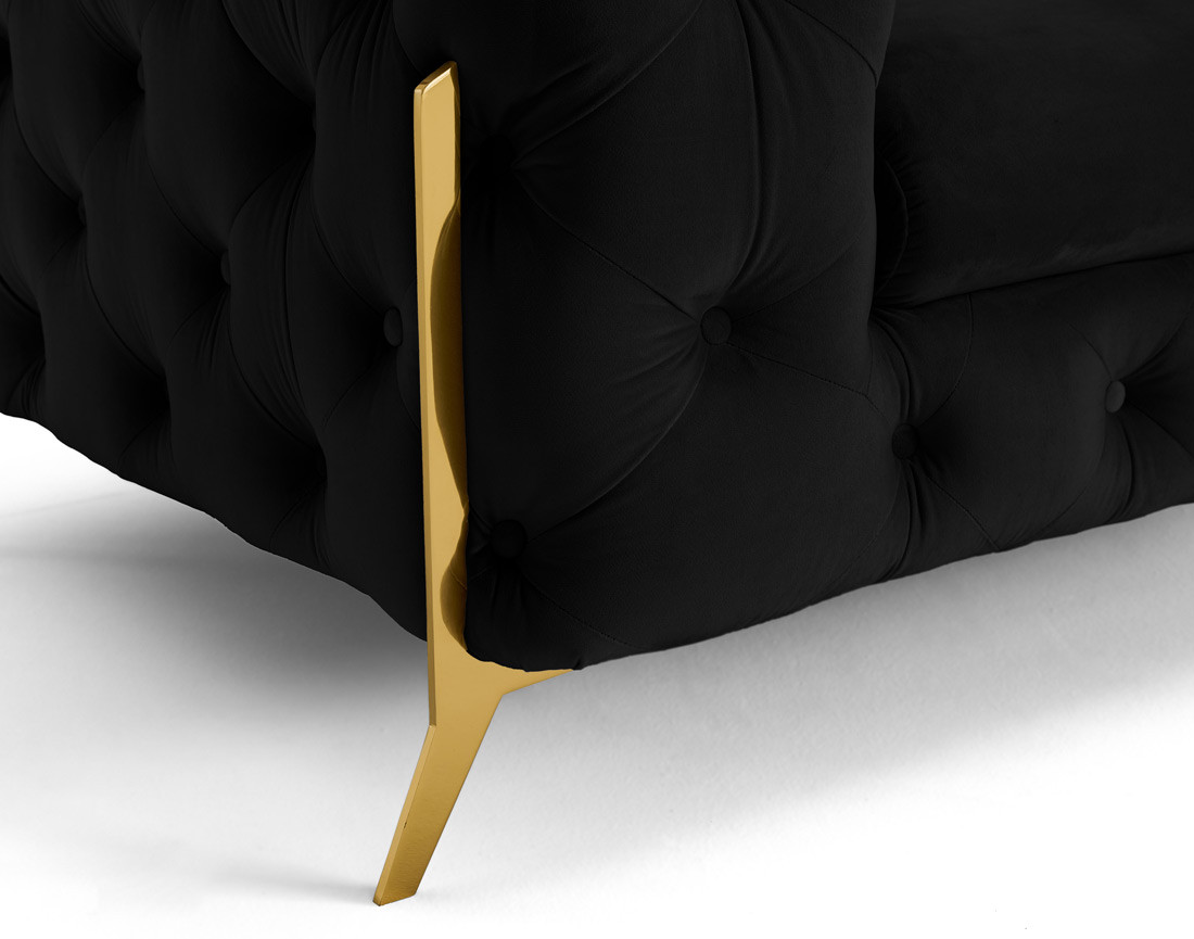 Fauteuil chesterfield en velours pieds en métal doré Camden