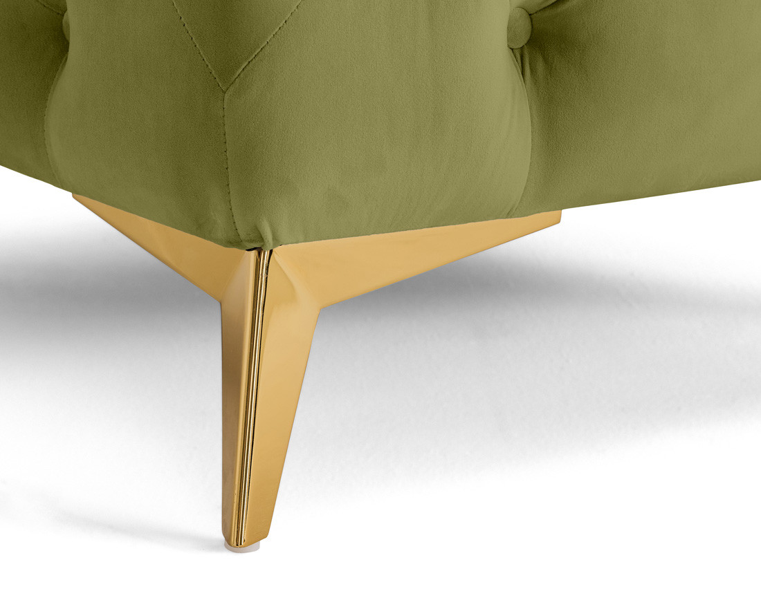 Pouf chesterfield en velours pieds en métal doré Camden
