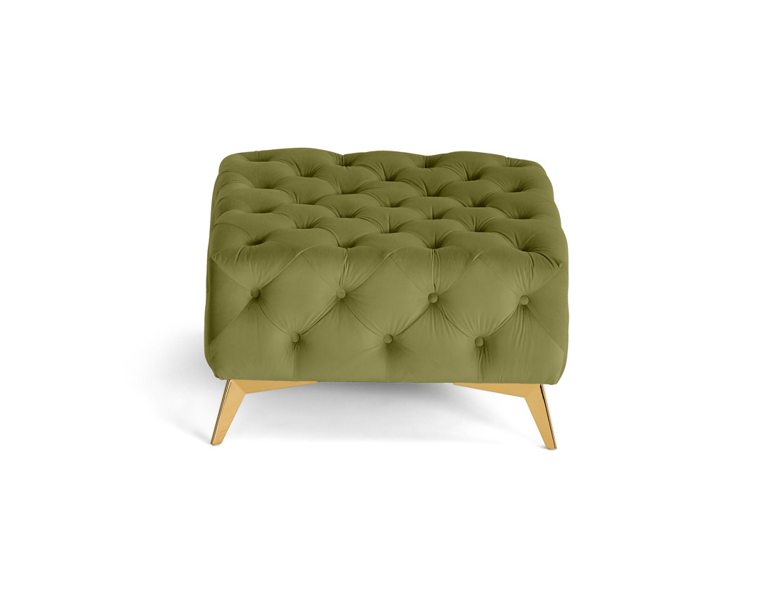 Pouf chesterfield en velours pieds en métal doré Camden