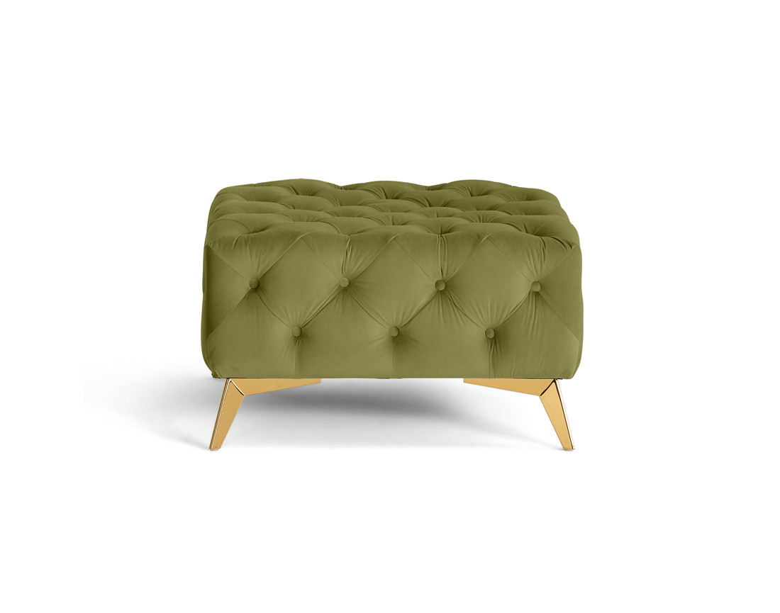 Pouf chesterfield en velours pieds en métal doré Camden